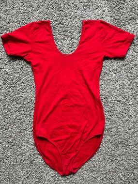American Apparel Red Scoop Back Bodysuit